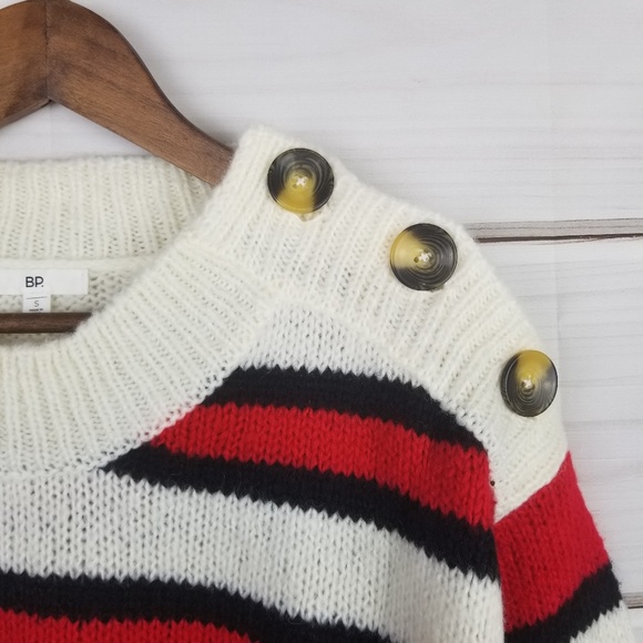 NWT BP. (Nordstrom) Button Shoulder Stripe Sweater - Picture 3 of 6